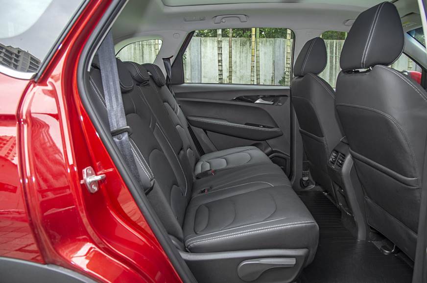 MG Hector petrol-automatic red rear seat