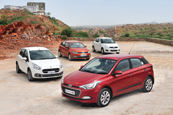 Hyundai Elite i20 vs Fiat Punto Evo vs VW Polo vs Suzuki Swift comparison