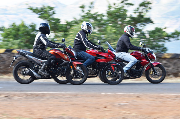Honda CB Hornet 160R vs Suzuki Gixxer vs Pulsar AS 150 comparison