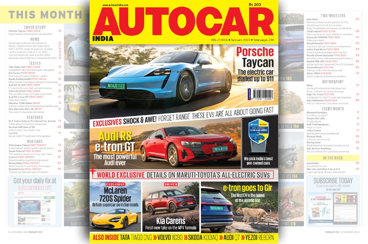 Exclusive Porsche Taycan India drive, Kia Carens and more: Autocar India’s February 2022 issue