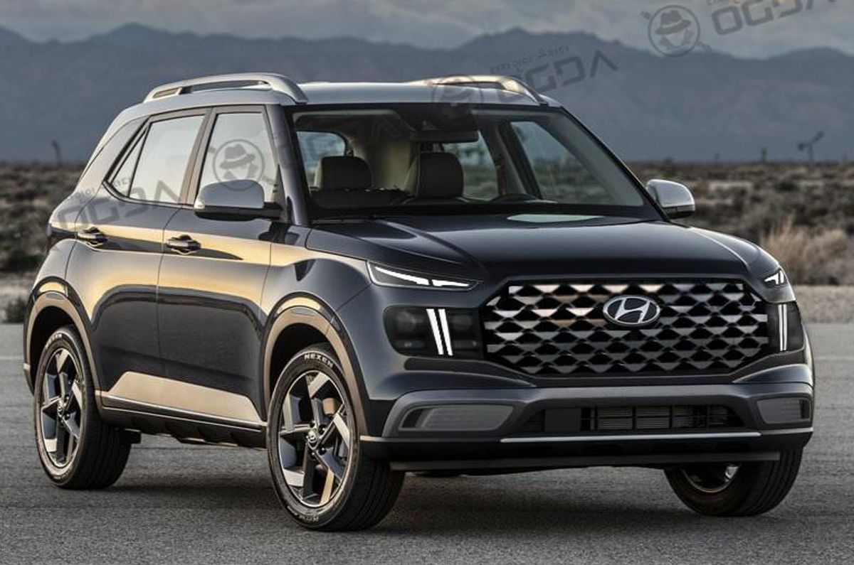 Hyundai Venue facelift computer rendering. 