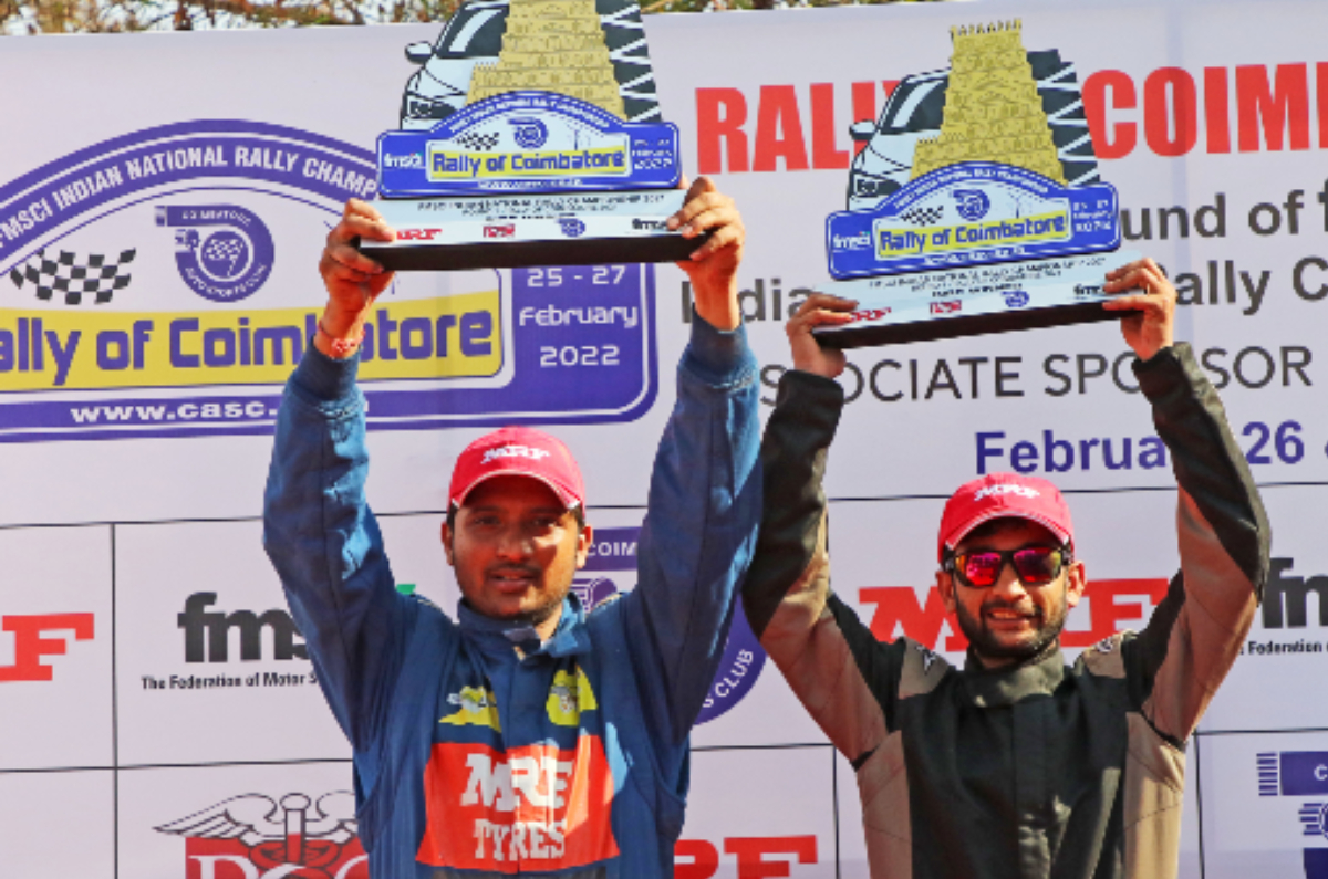 Chettinadu Sporting’s Aditya Thakur and co-driver Virender Kashyap at Rally of Coimbatore