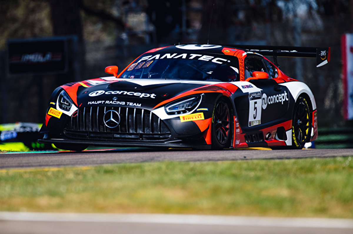 Arjun Maini racing for HRT at GT World Challenge Europe Imola