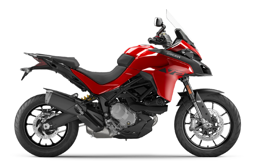 The Ducati Multistrada V2 seen in red.