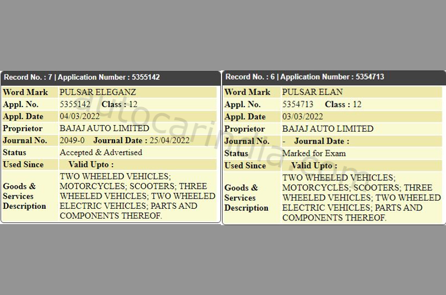 Bajaj Pulsar Elan, Pulsar Eleganz names trademarked - Image 2
