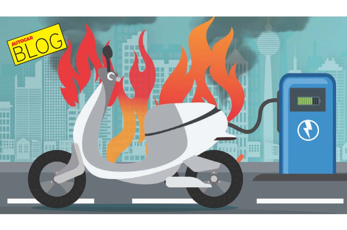 Electric scooter on fire image