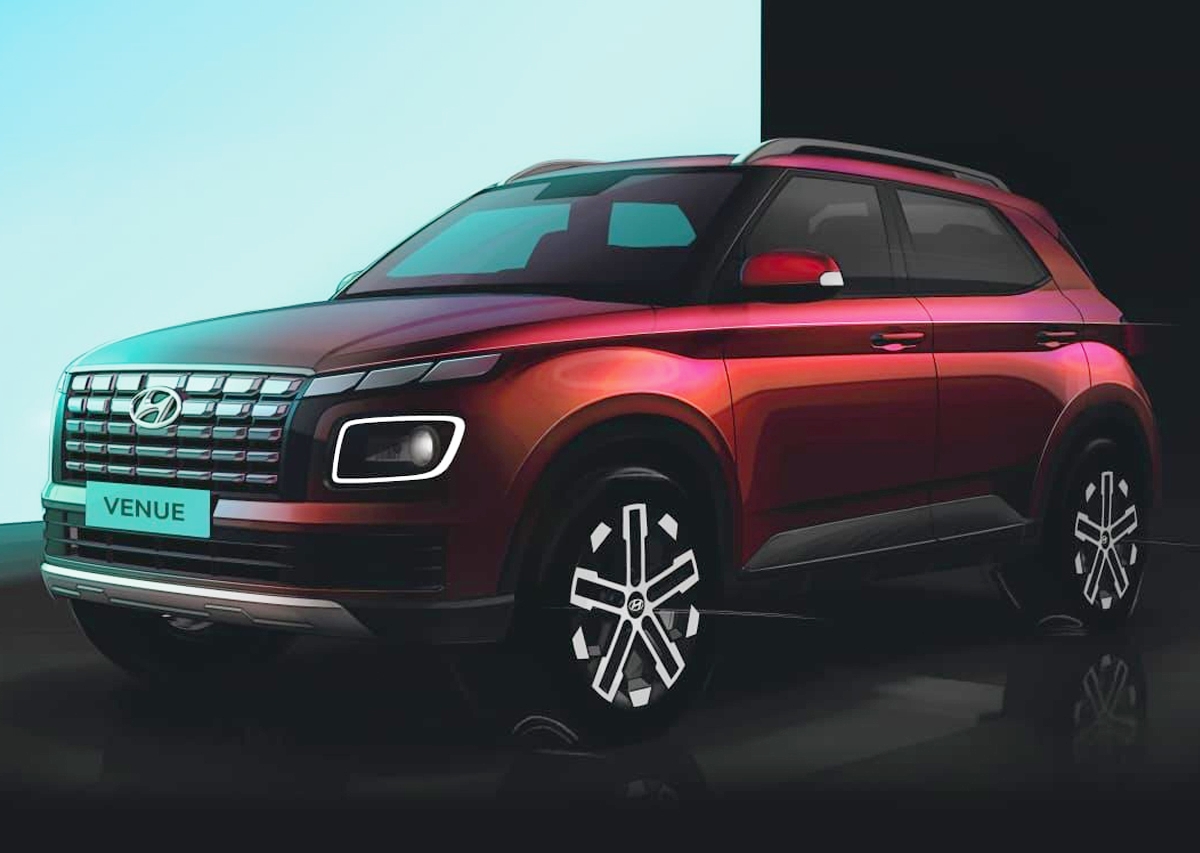 Hyundai Venue facelift front qurater design sketch