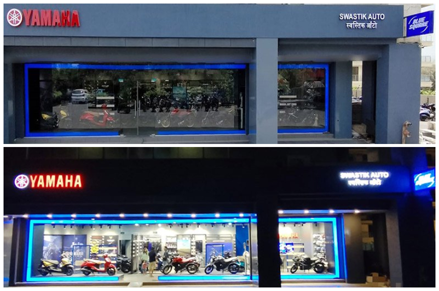 Swastik Auto in Ulhasnagar is the first Yamaha Blue Square showroom in the Mumbai Metropolitan Region.