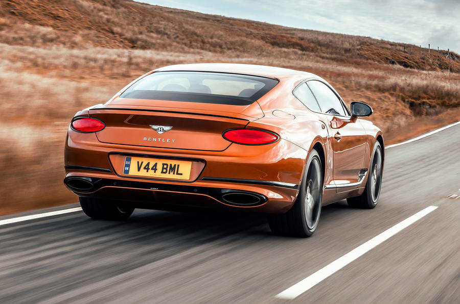 Bentley Continental GT Mulliner W12 rear quarter track 