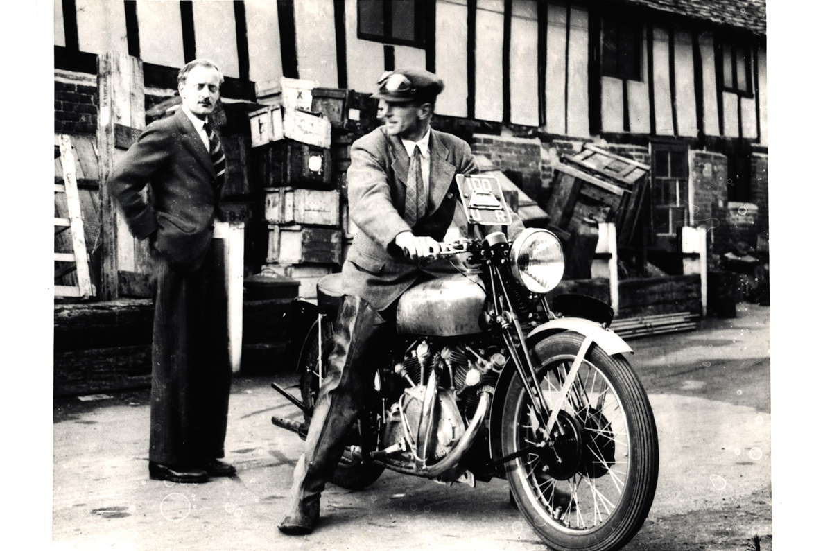 Philip Vincent, left, with the first Rapide in 1946