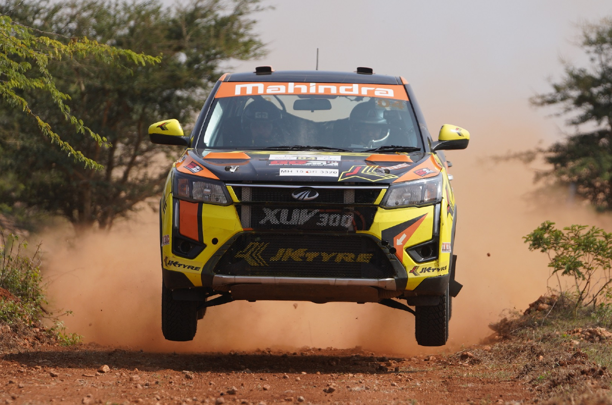 Gaurav Gill driving the Mahindra Super XUV300 in Rally of Coimbatore