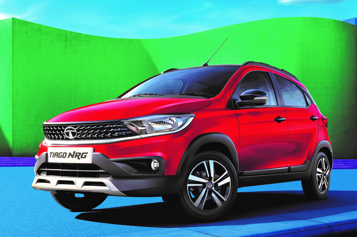 2022 Tata Tiago NRG front three quarter.