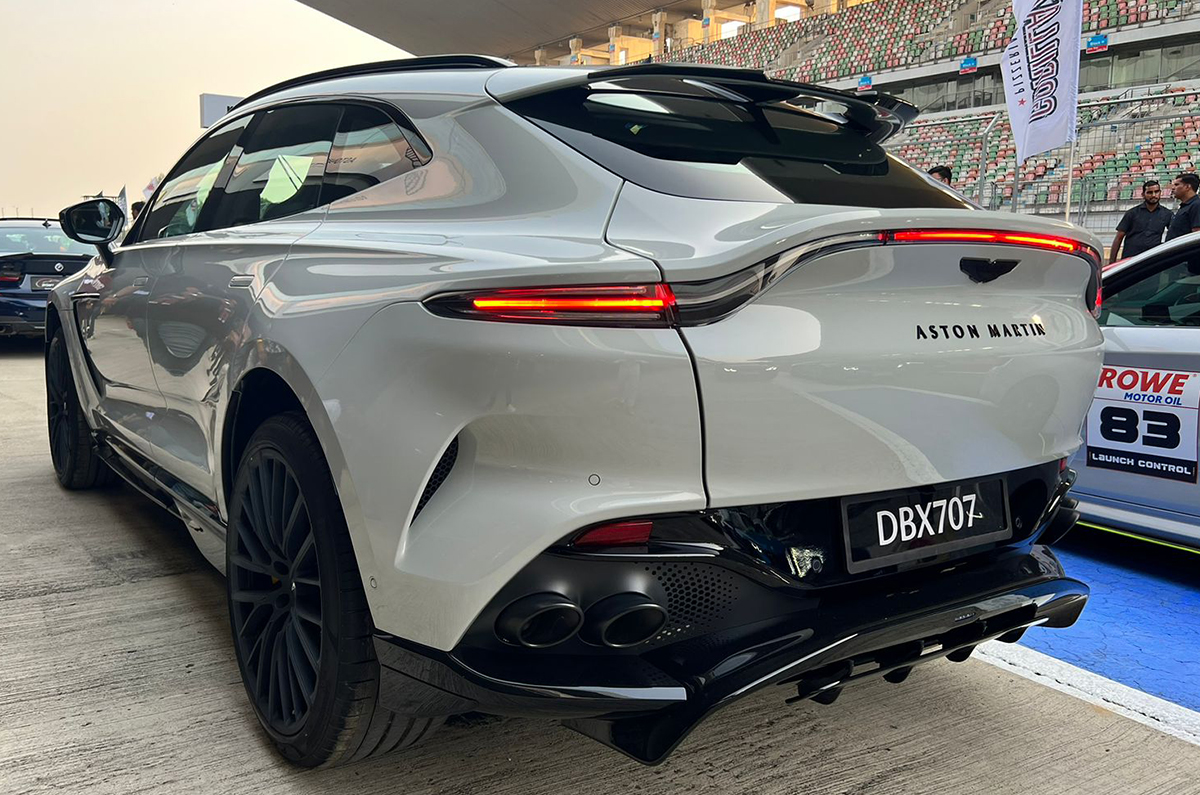 2022 Aston Martin DBX 707 rear quarter.