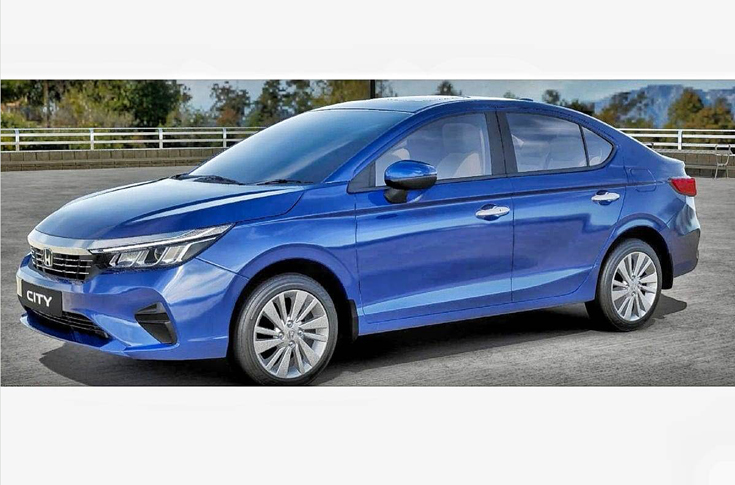 Honda City facelift in new blue exterior paint shade. 