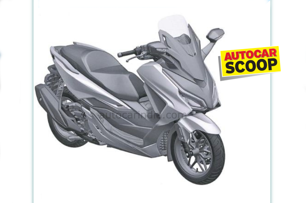 Honda has patented the design of the Forza 350 maxi-scooter in India.