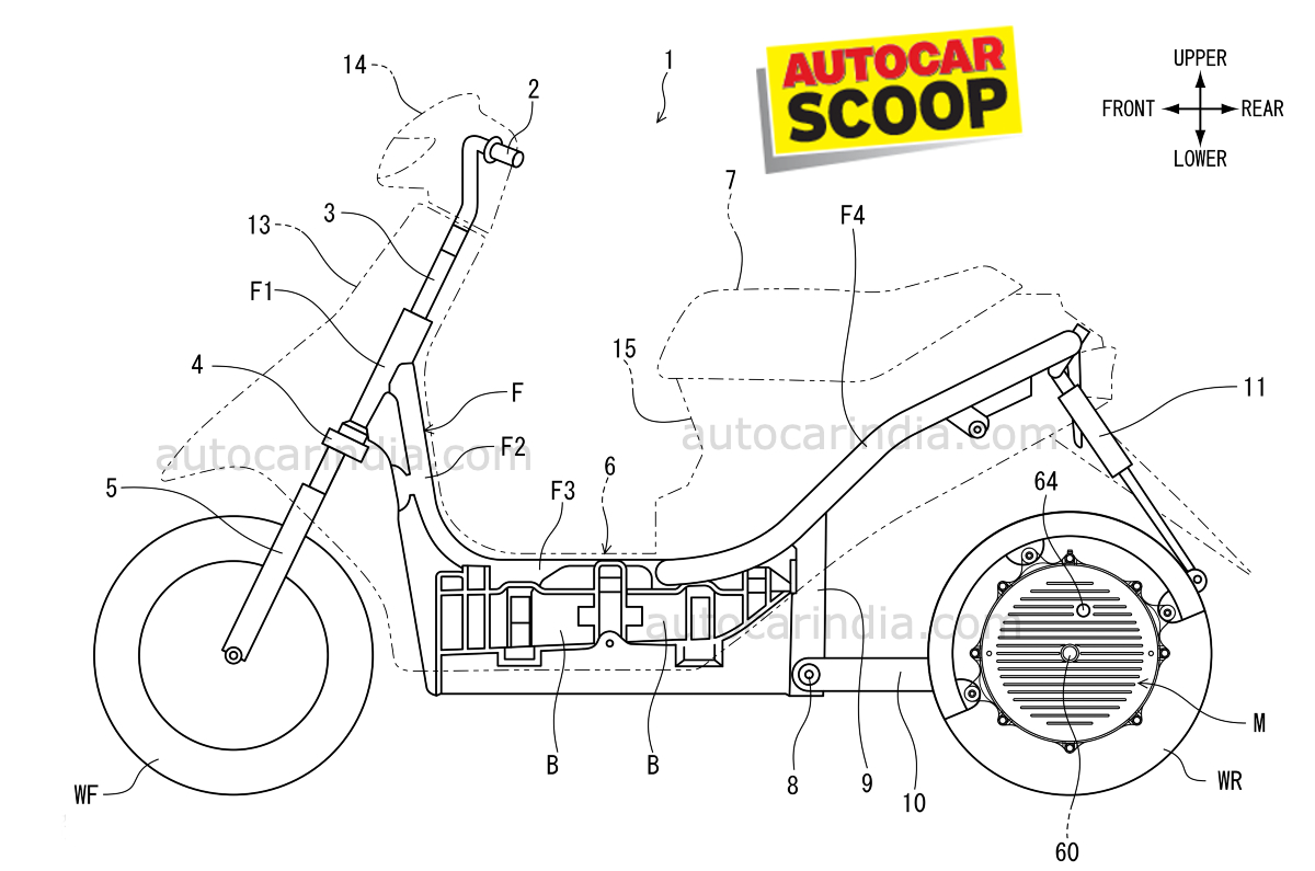 Honda electric scooter patents show hub motor, fixed battery pack