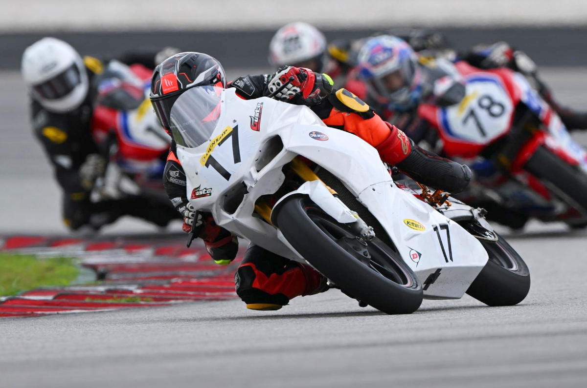 Geoffrey Emmanuel on podium in 2023 Malaysian Superbike Championship