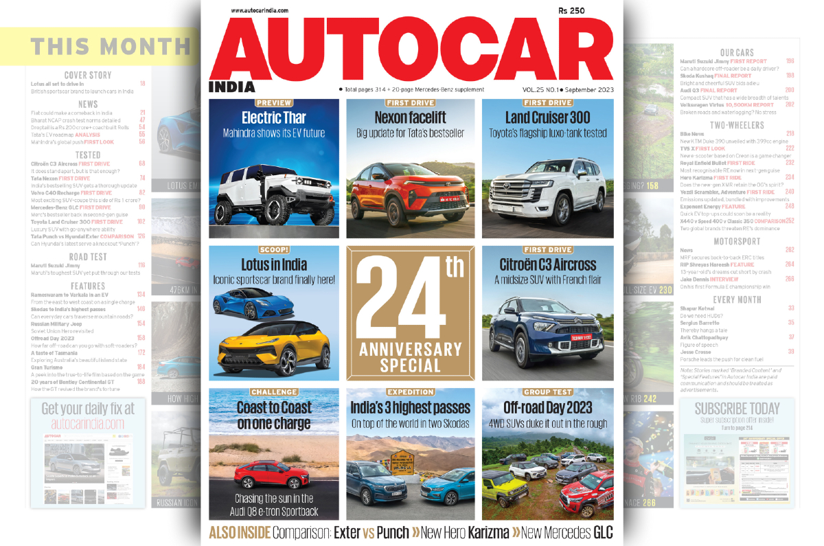 Autocar India September magazine price; Mahindra Thar EV, Toyota Land Cruiser 300