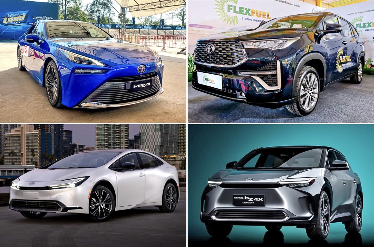 Toyota offers multiple powertrains such as ICE, bio-fuel, HEV, PHEV, BEV and hydrogen technologies