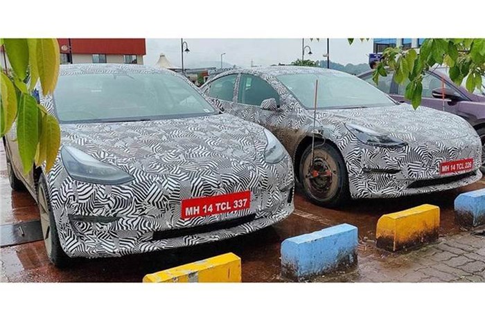 Tesla cars spied testing in India