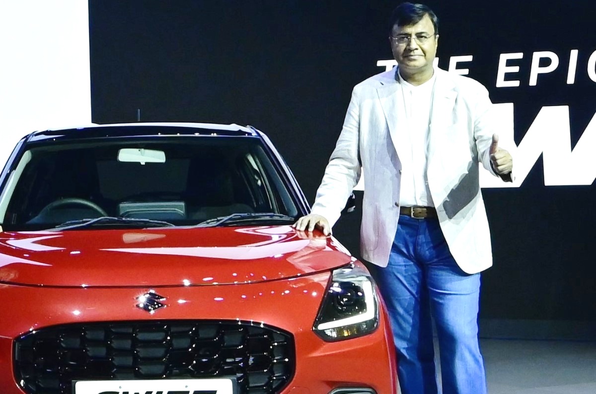Maruti Suzuki sales and marketing head, Partho Banerjee, at the launch of the new Swift.
