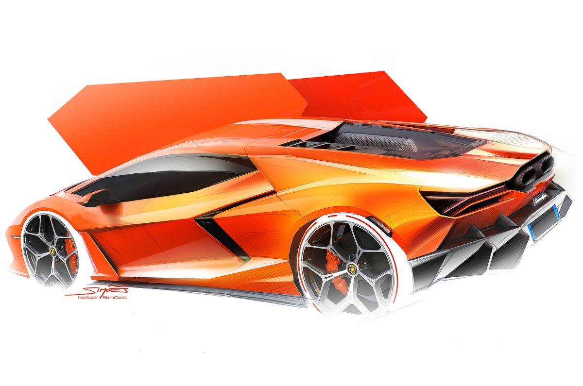 Lamborghini Revuelto design sketch used for representation only 