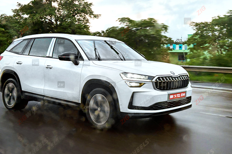Next-gen Skoda Kodiaq spied on test in India.