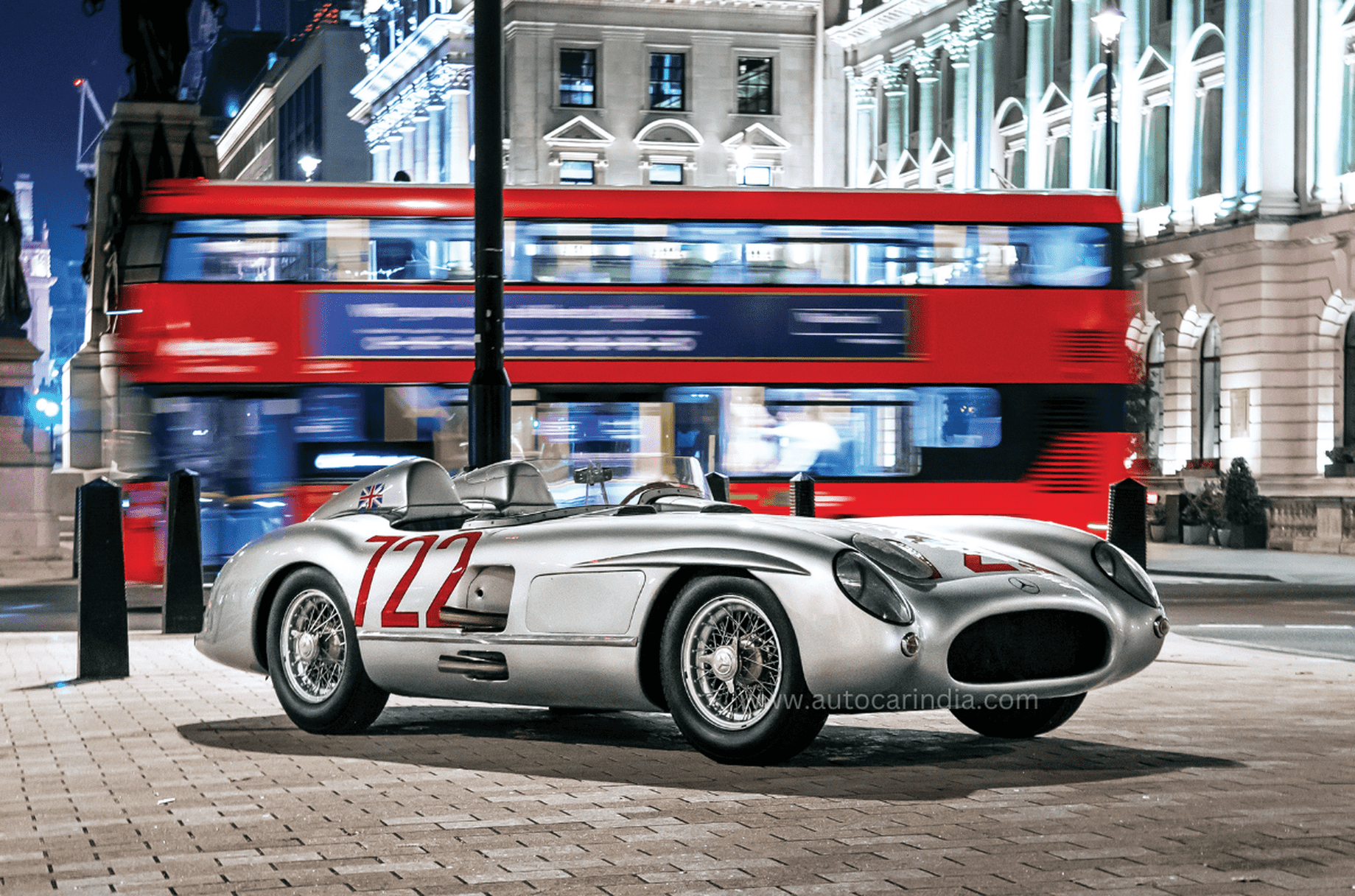 As a tribute to Sir Stirling Moss, the iconic ‘722’ was displayed in London and driven past his house.