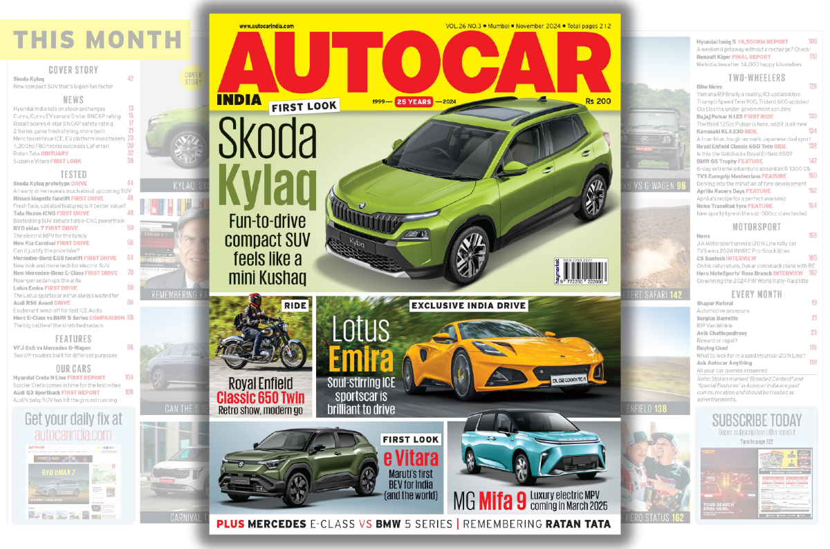 Autocar India journal subscription, Skoda Kylaq prototype evaluation, Bajaj Pulsar N125 evaluation, and extra