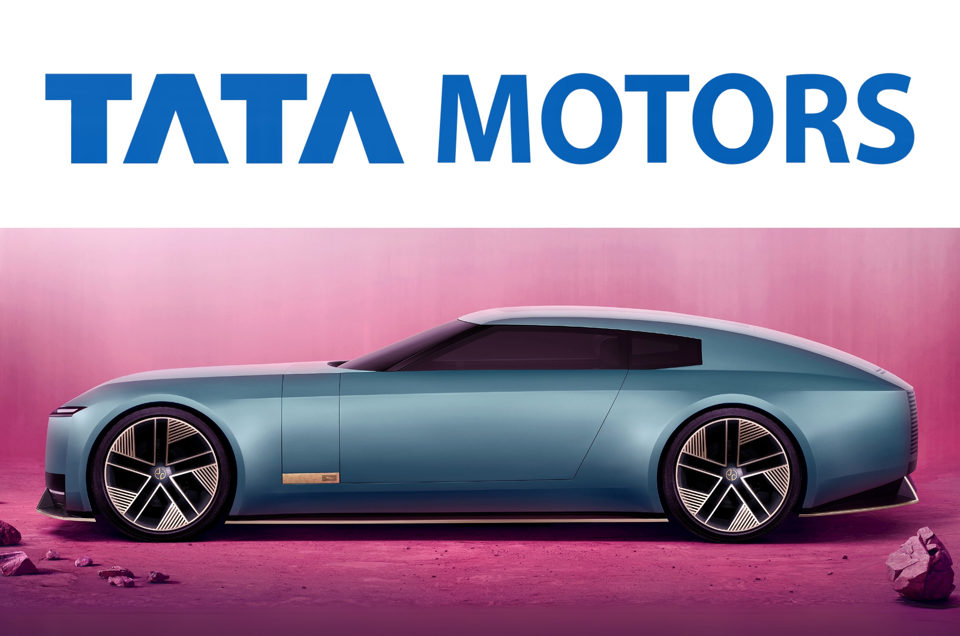 Tata Motors logo with Jaguar Type 00 concept car