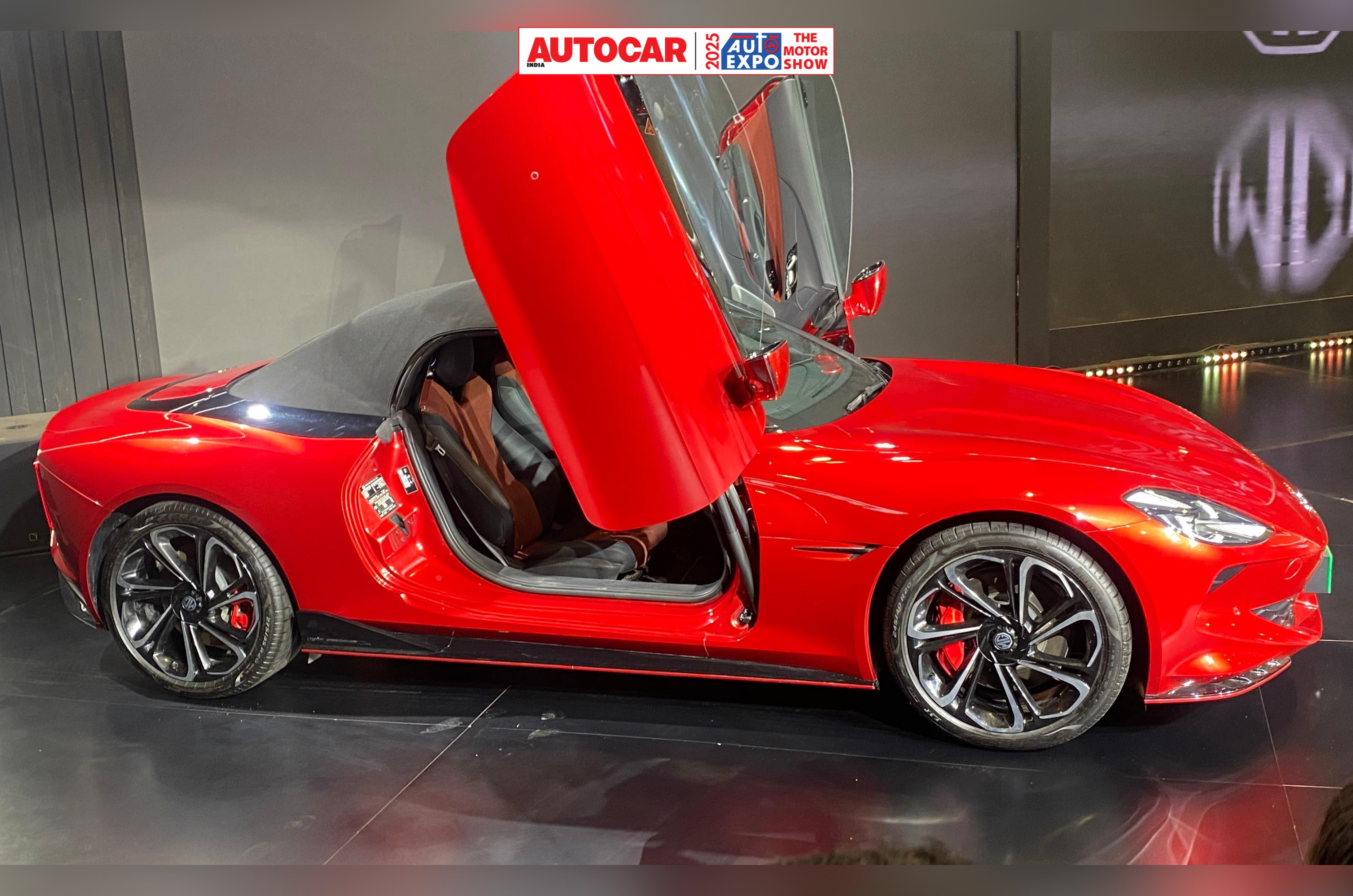 MG Cyberster scissor doors at Auto Expo 2025 MG Cyberster scissor doors at Auto Expo 2025