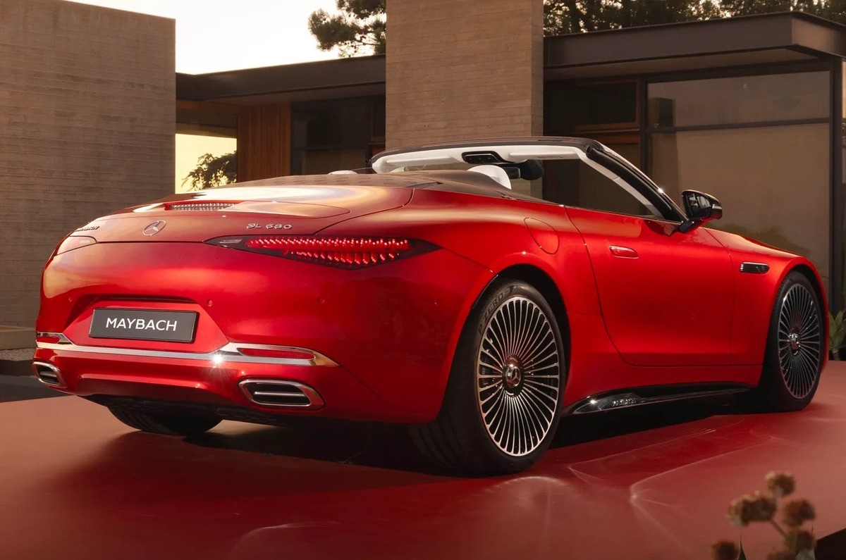 mercedes maybach sl 680 roadster rear three quarter