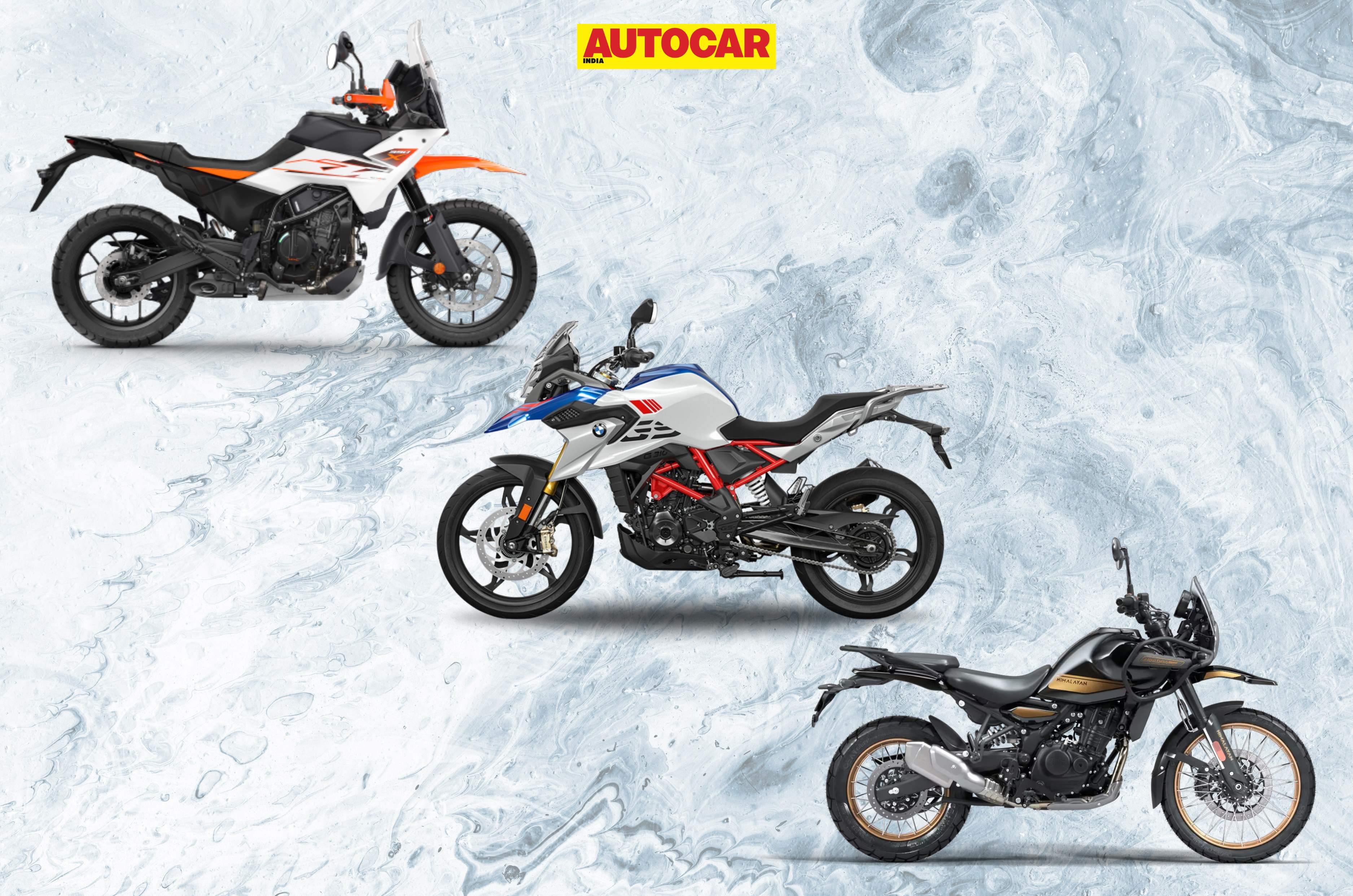 2025 KTM 390 Adventure X vs BMW G 310 GS vs Royal Enfield Himalayan 450, price, power, features, details