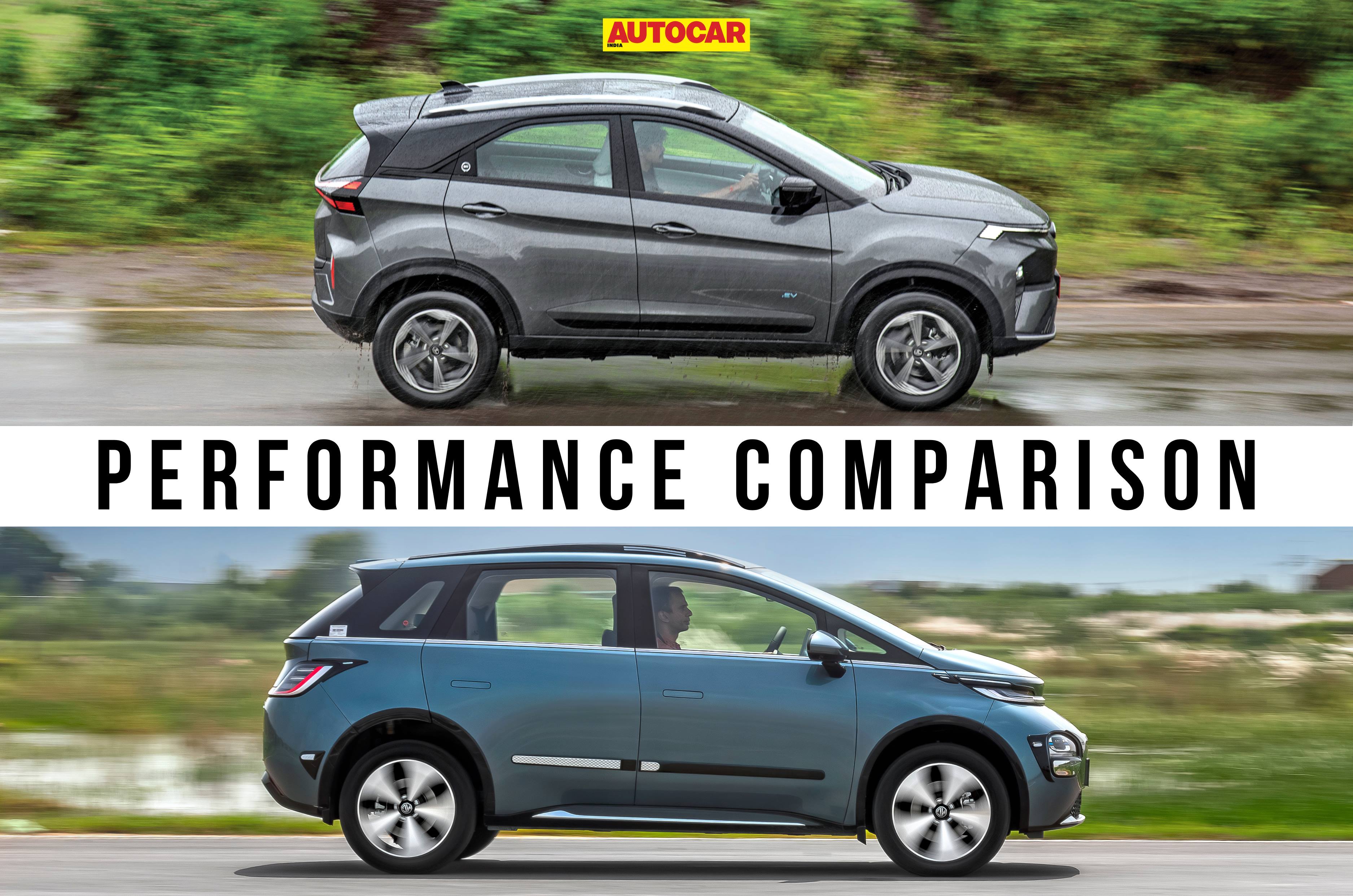 mg windsor tata nexon ev performance test comparison 0-100kph time acceleration