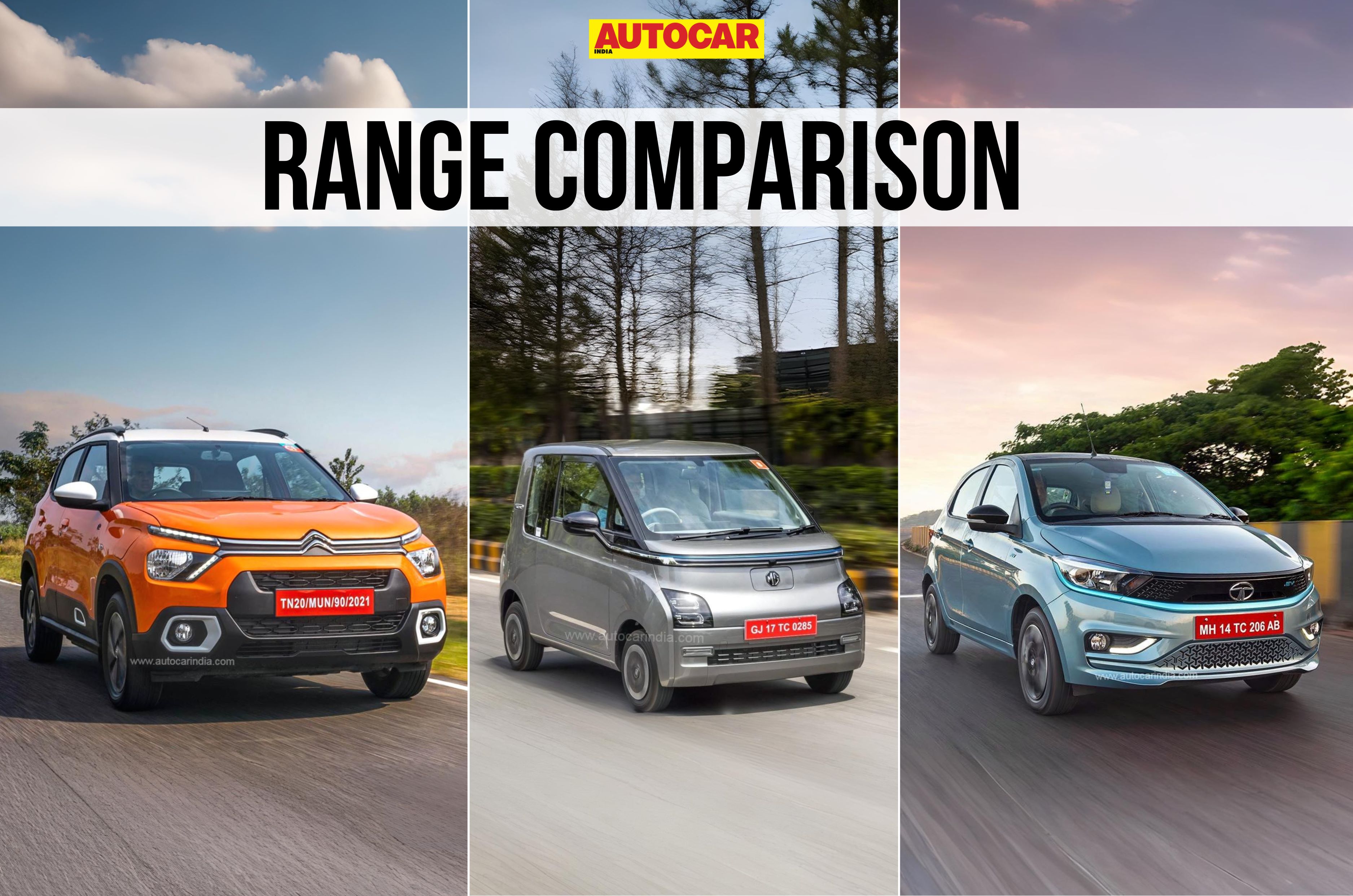 Citroen eC3 vs Tata Tiago EV vs MG Comet EV real world range Citroen eC3 vs Tata Tiago EV vs MG Comet EV real world range comparison