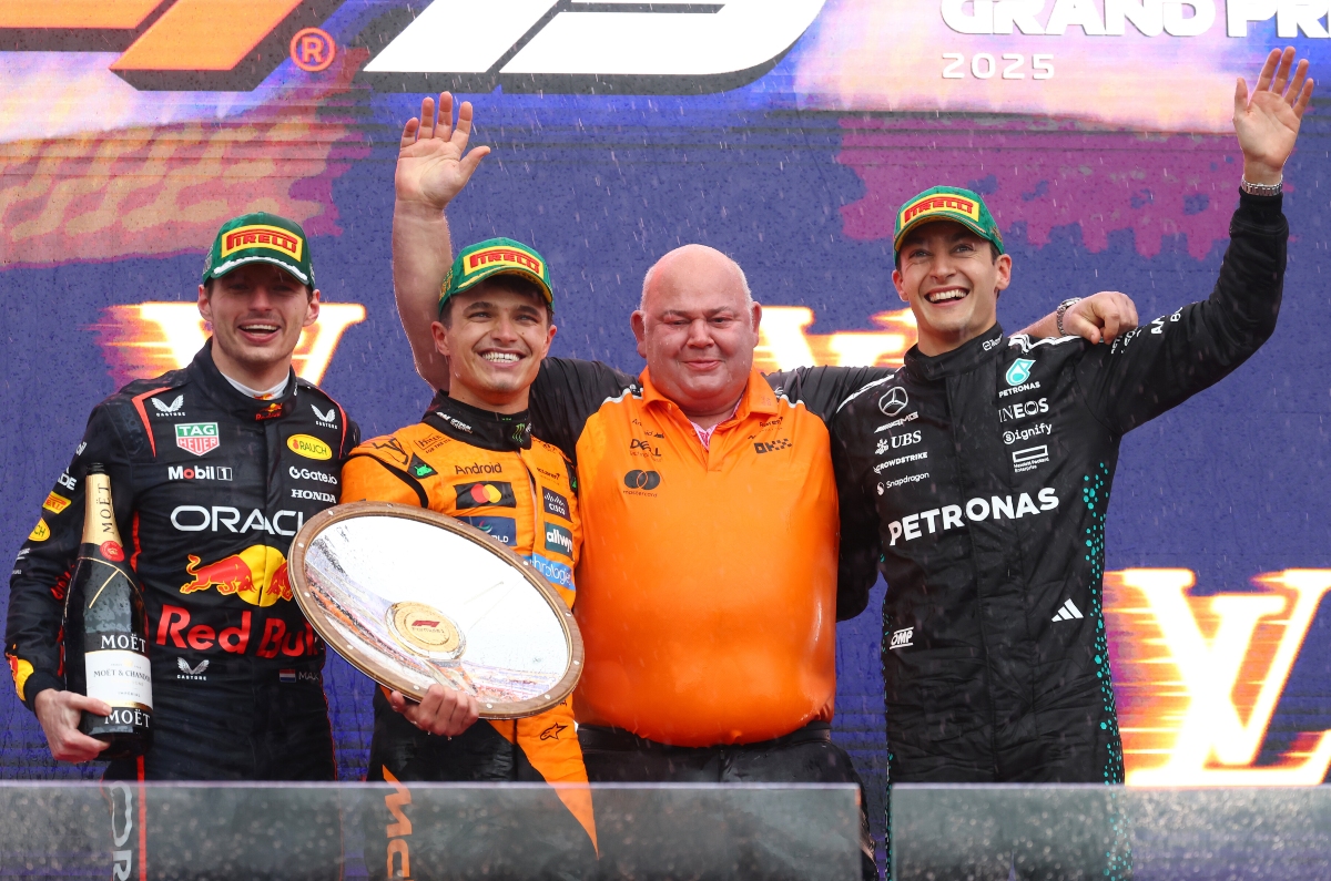 2025 F1 Australian GP podium - Verstappen, Norris and Russell