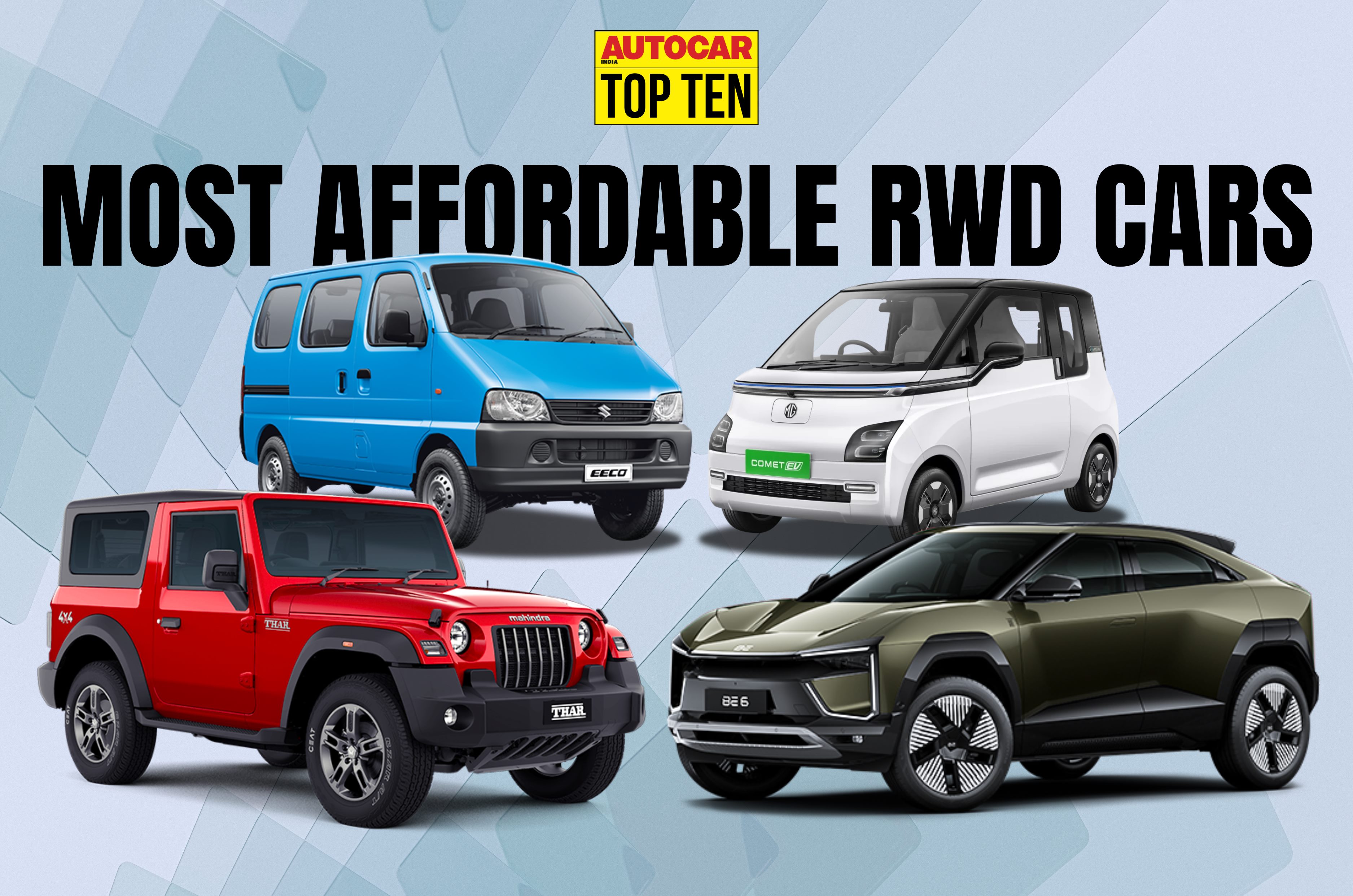 10 most affordable rear wheel drive cars in India