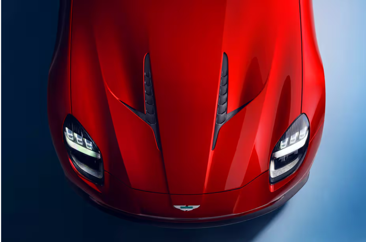 Aston Martin bonnet fin shaped scoops and aero lines Aston Martin bonnet