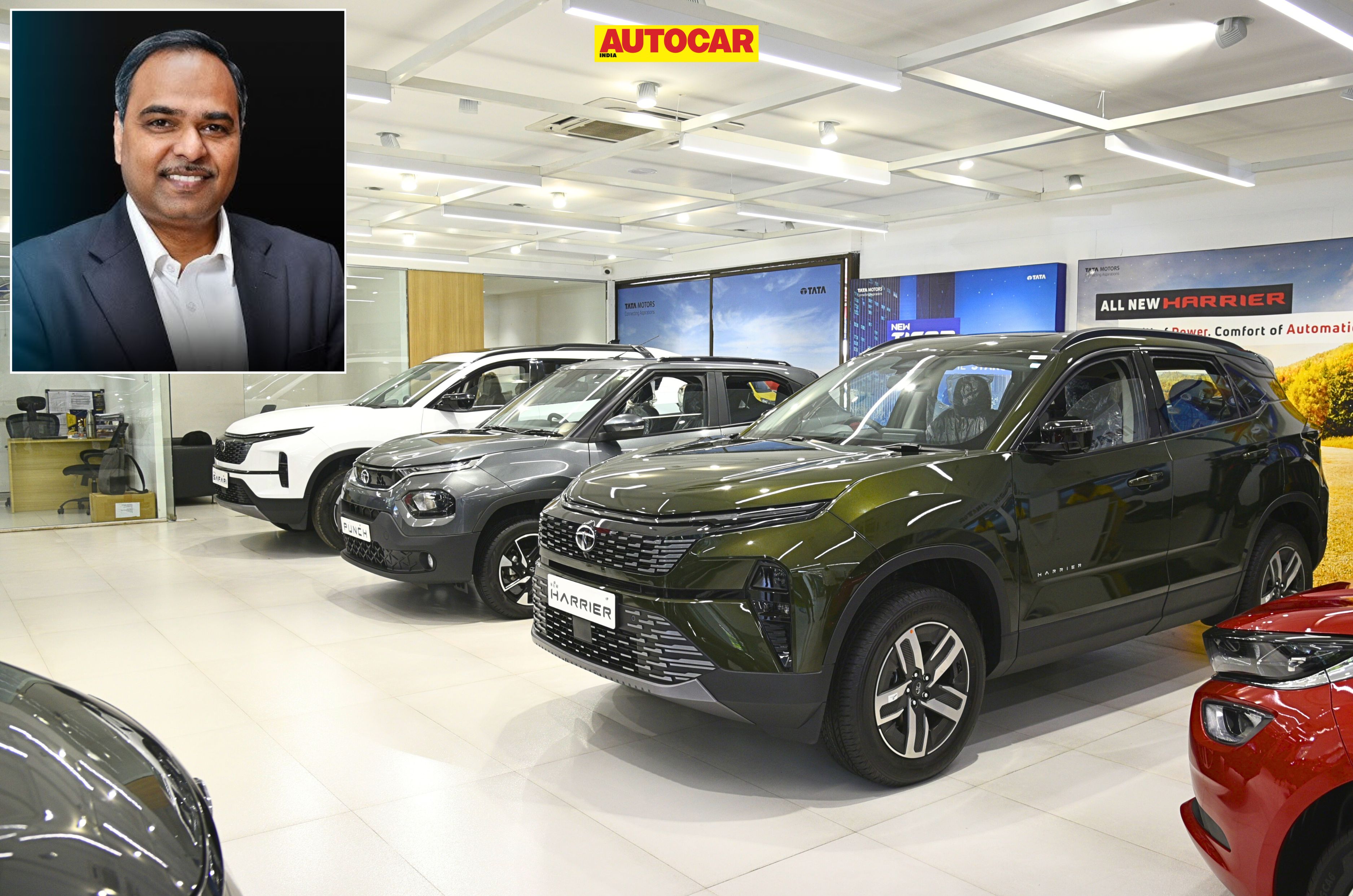 Tata showroom with Shailesh Chandra Tata Motors MD inset Tata showroom with Shailesh Chandra Tata Motors MD inset