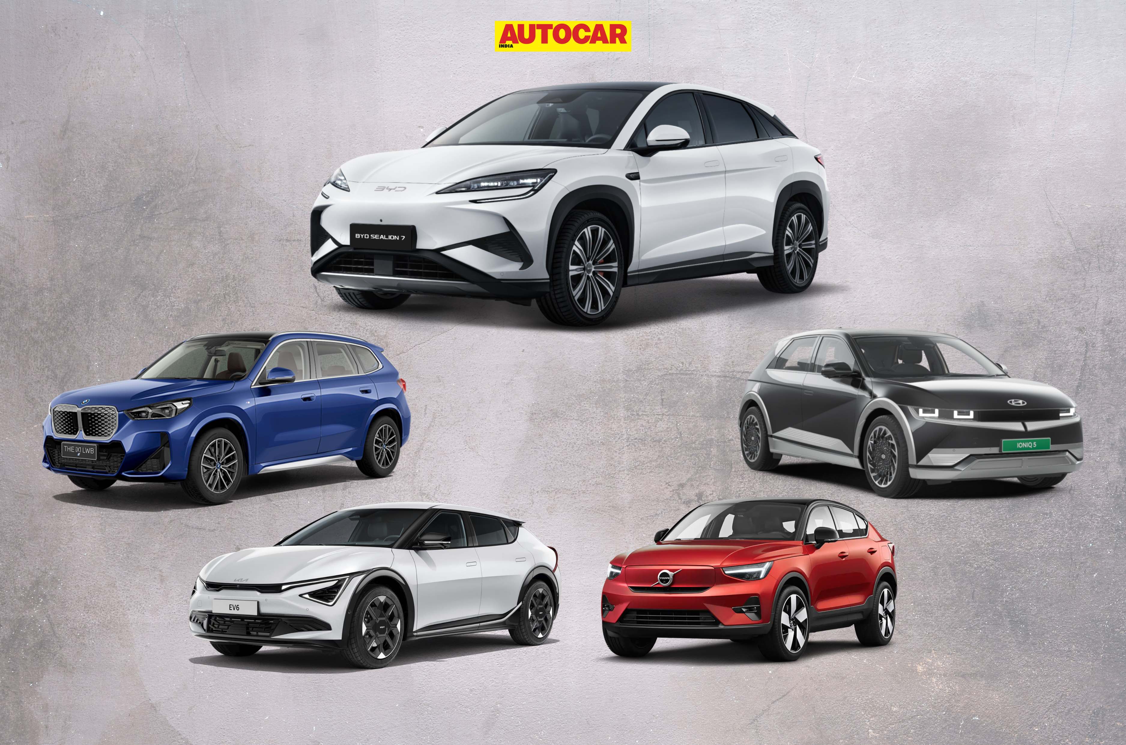 byd sealion 7 kia ev6 bmw ix1 lwb volvo c40 recharge hyundai ioniq 5 performance comparison