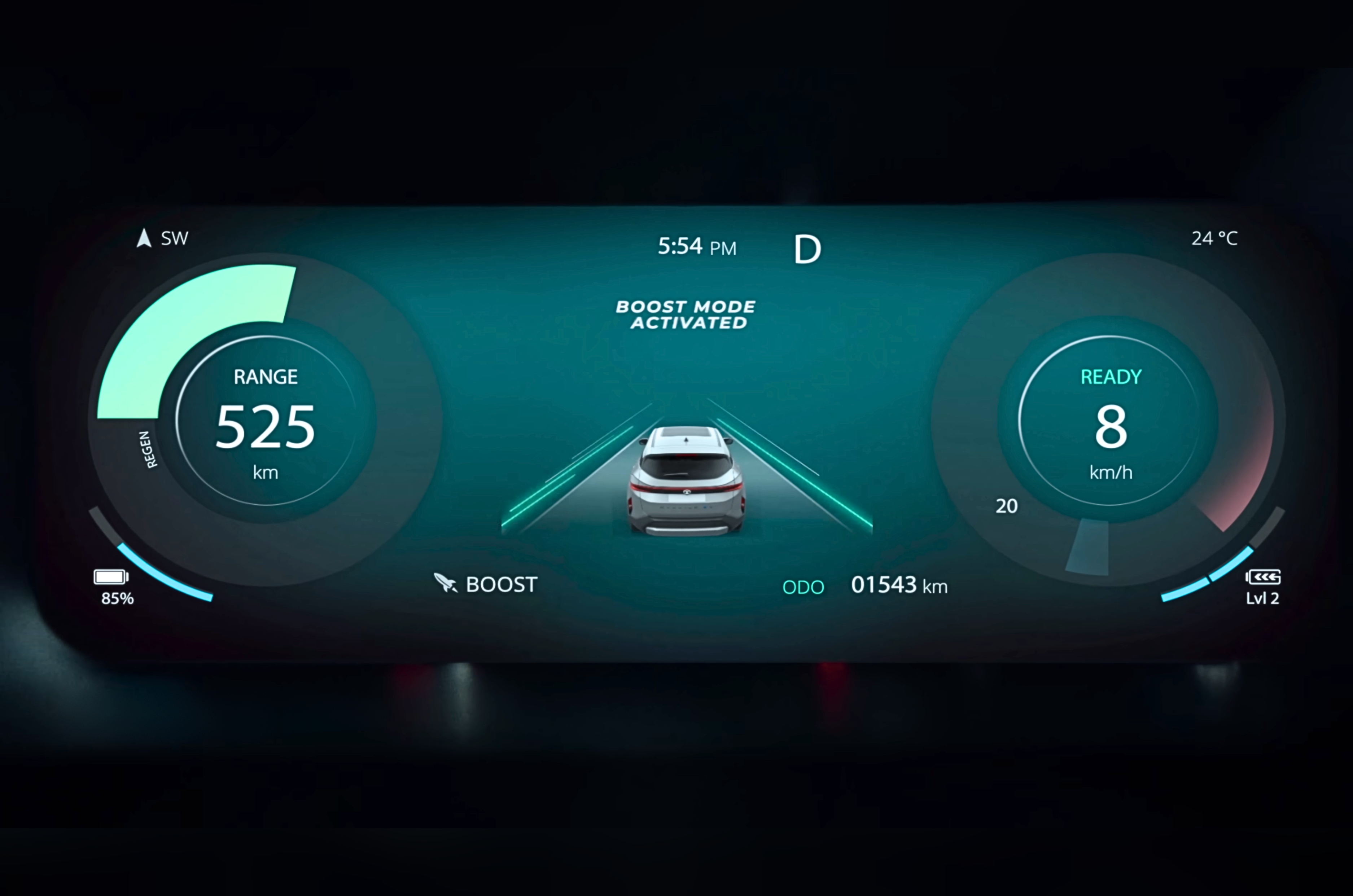 Tata Harrier EV boost function Tata Harrier EV boost function