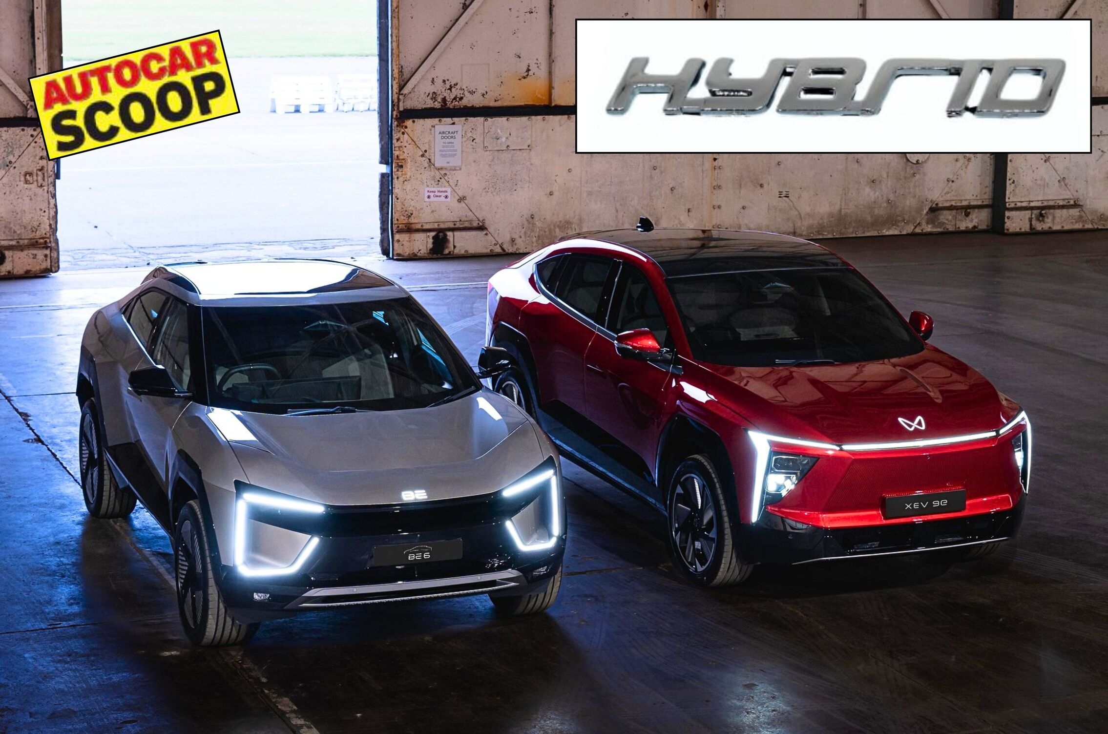 Mahindra BE 6 XEV 9e with hybrid powertrain tag exterior shot