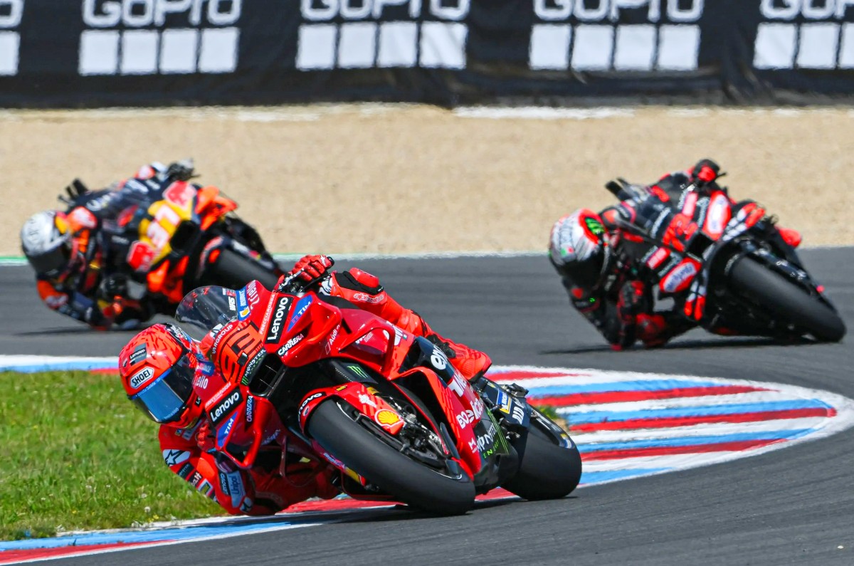 Marc Marquez racing at 2025 Czech MotoGP race