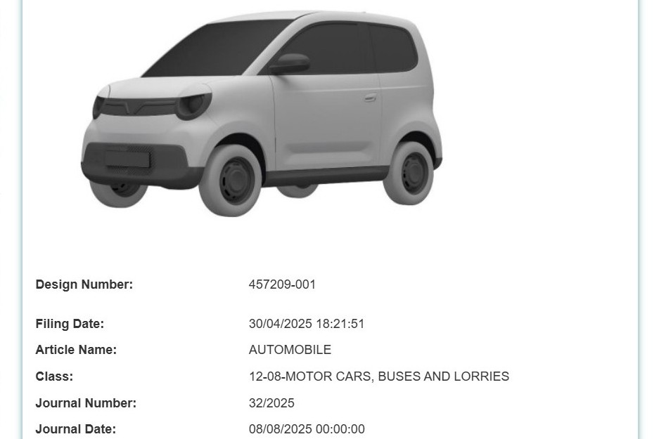 vinfast minio green compact ev india design patent