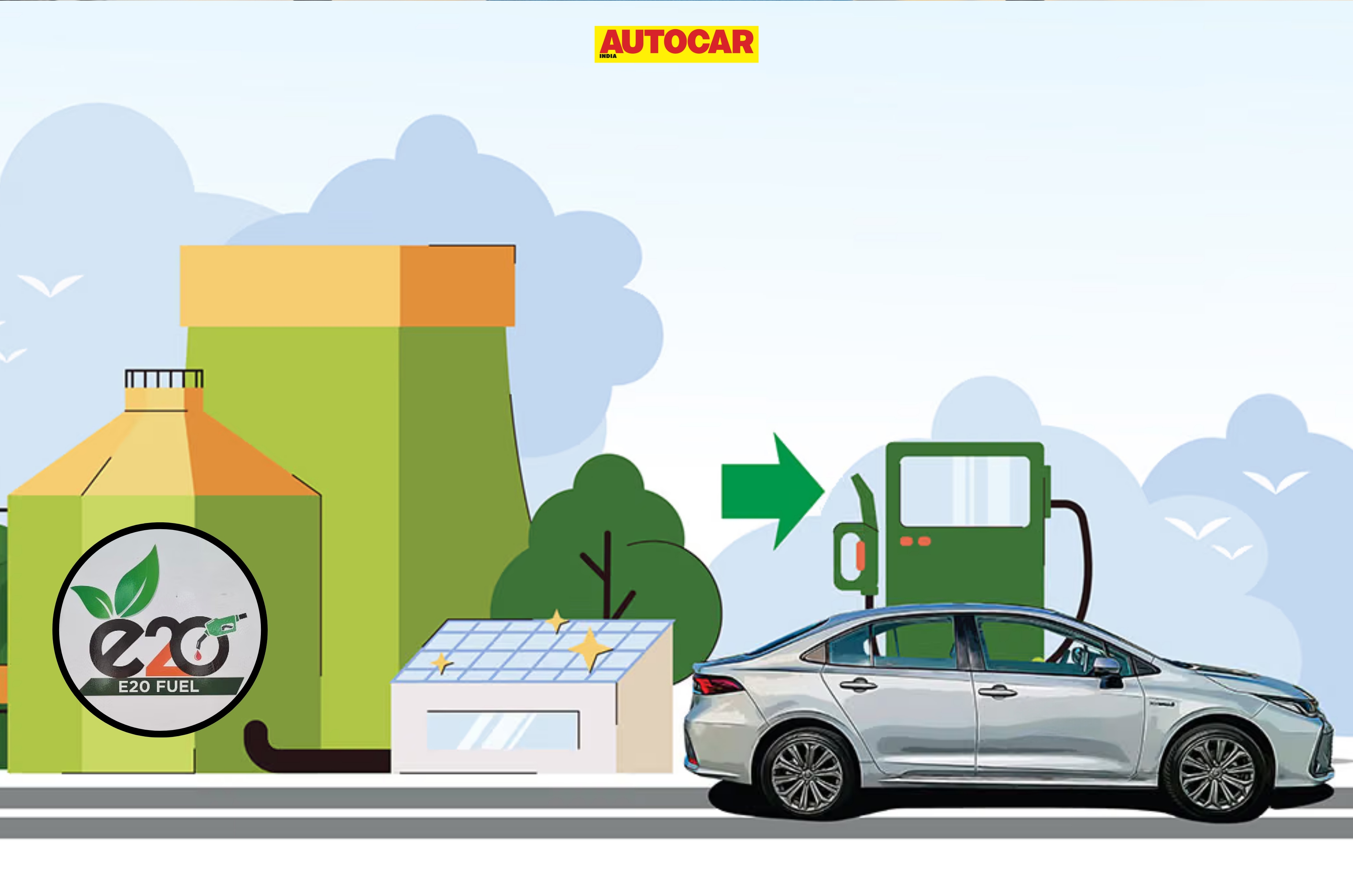 ethanol blending in India, E20 fuel policy,  advantages and disadvantages