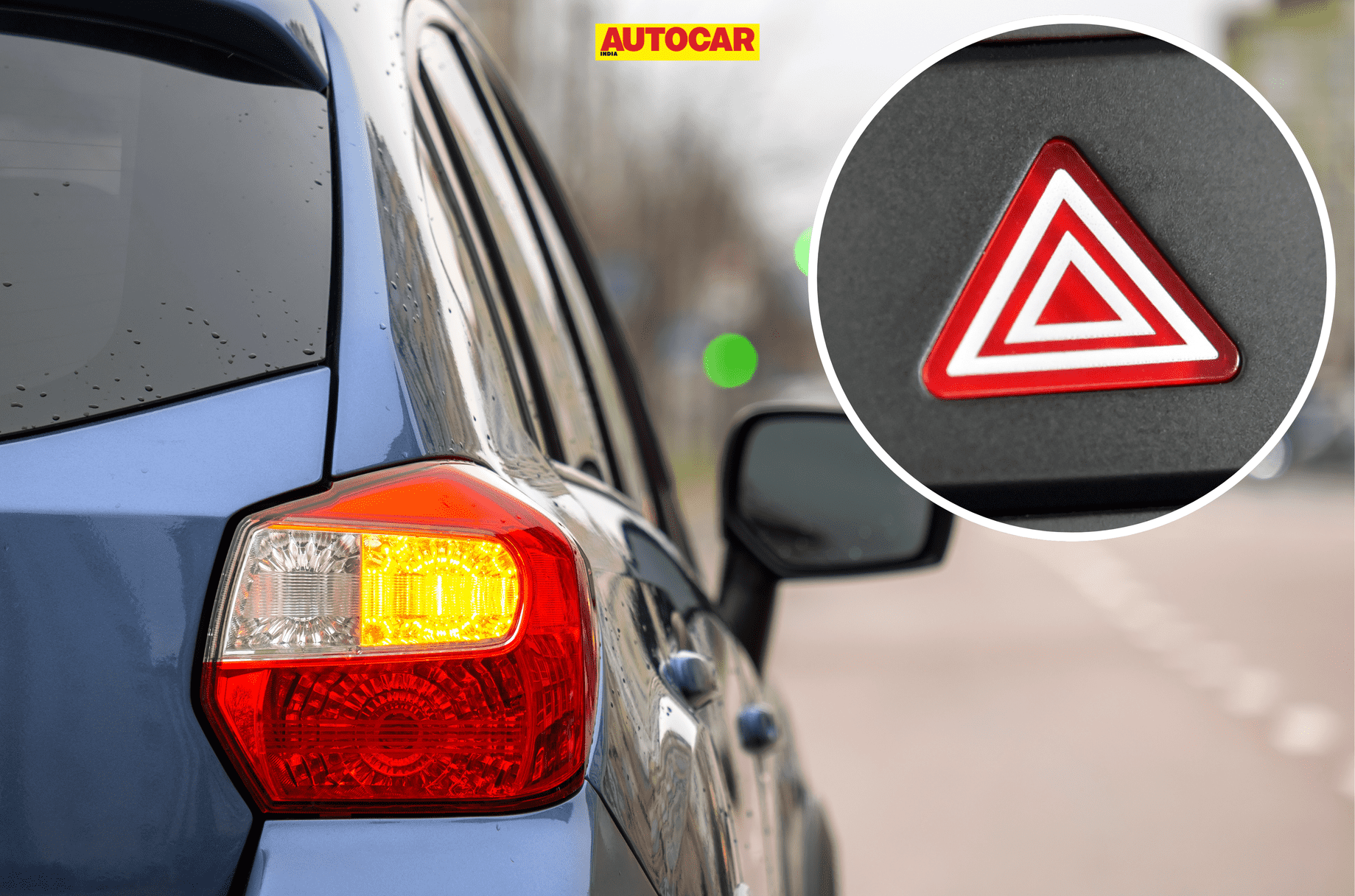 Hazard lights emergency in car