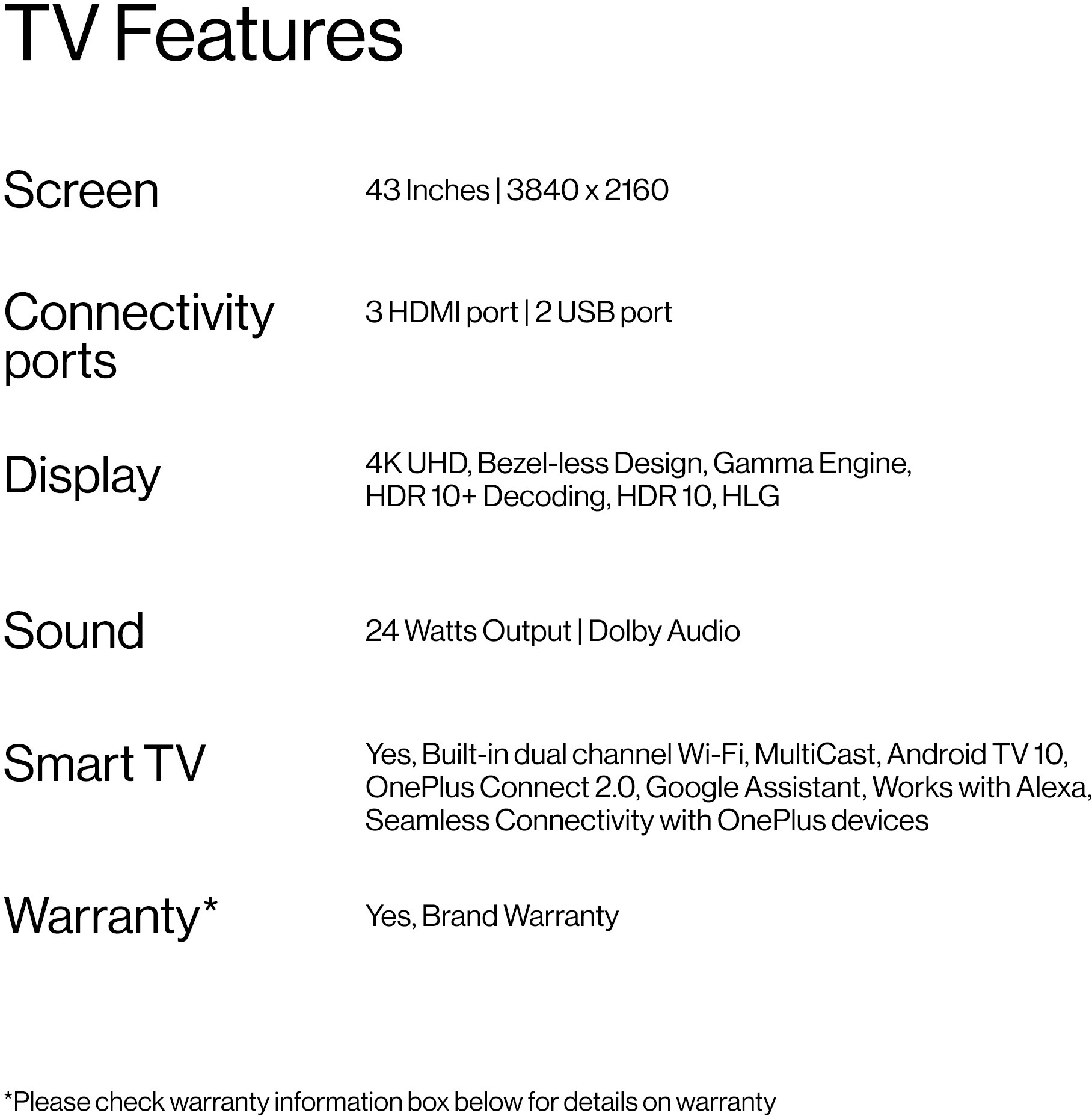 OnePlus   (43 inch) Ultra HD (4K) (43UD2A00)