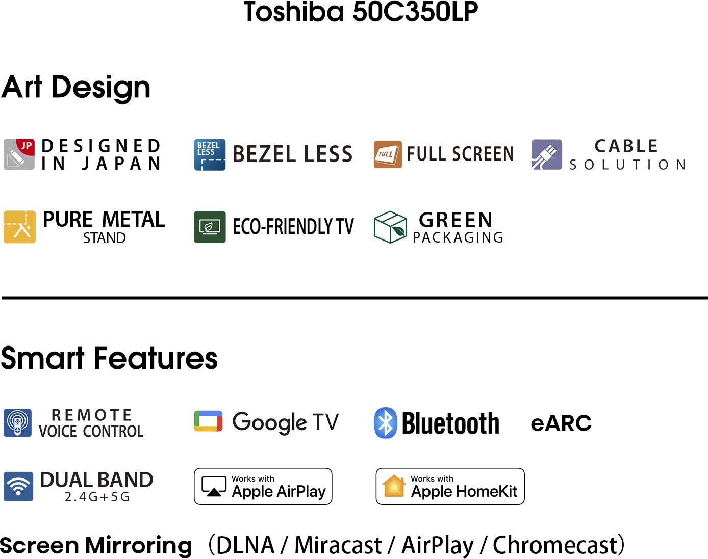 TOSHIBA  C350LP Series (50 inch) Ultra HD (4K)A+ Grade Ultra Vivid Panel (50C350LP)