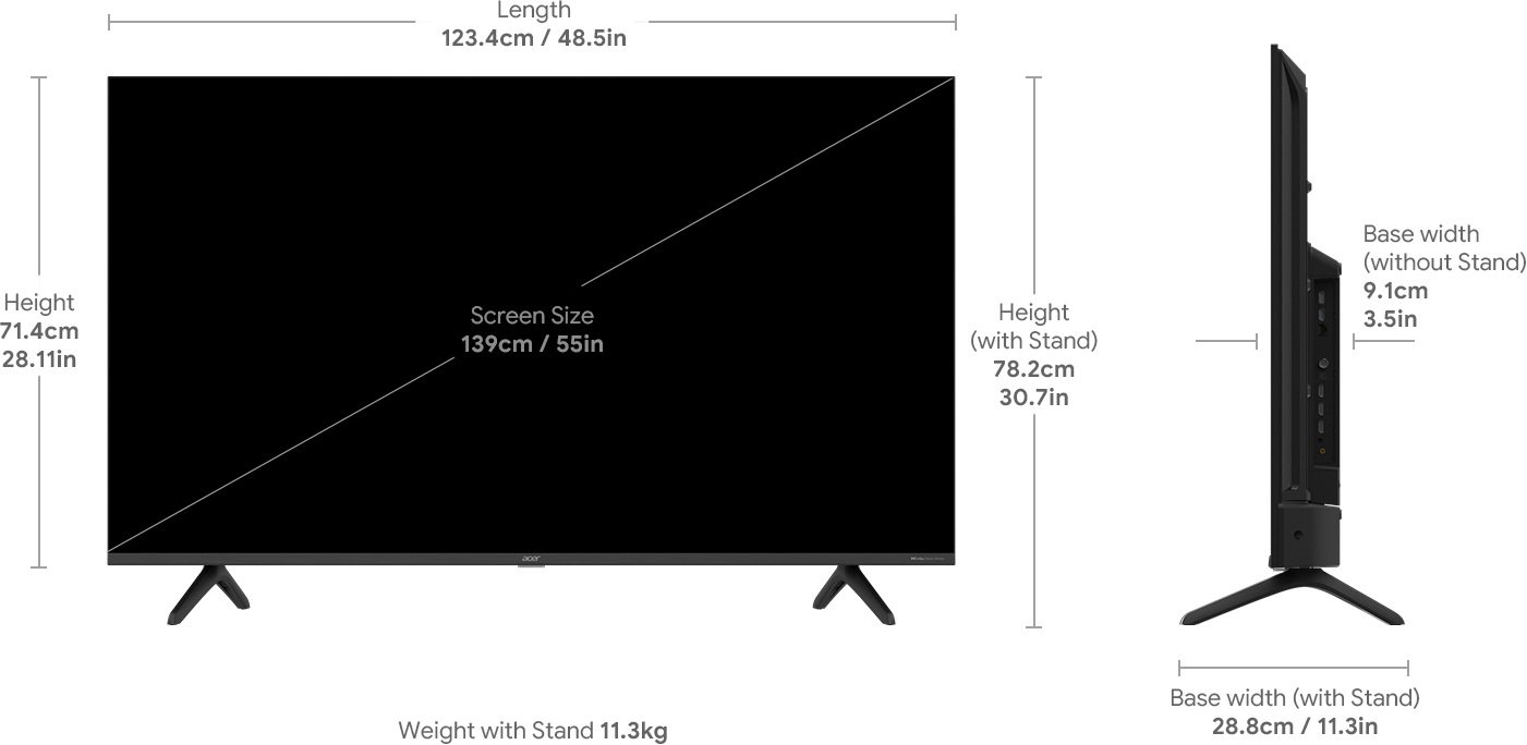 Acer  Advanced I Series (55 inch) Ultra HD (4K)LED (AR55GR2851UDFL)