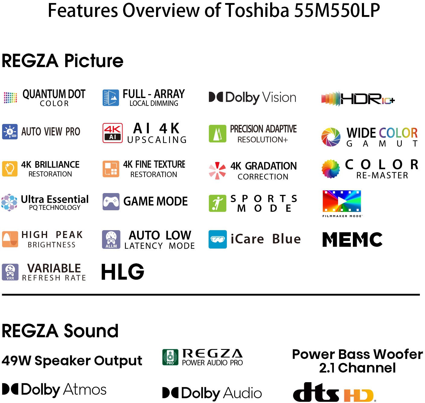 TOSHIBA  M550LP Series (55 inch) Ultra HD (4K)A+ Grade Ultra Vivid Panel (55M550LP)